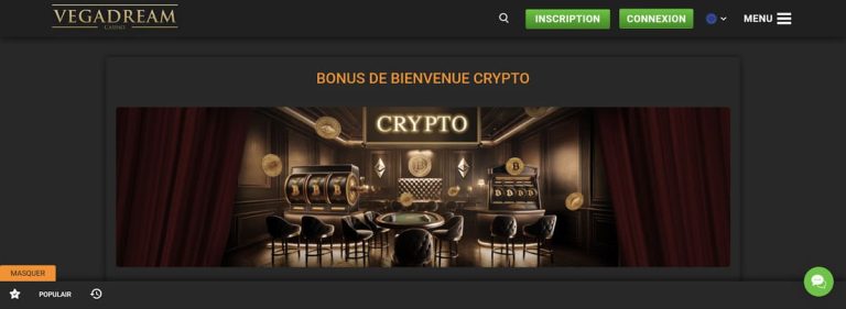 Vegadream Casino bonus bienvenue Crypto
