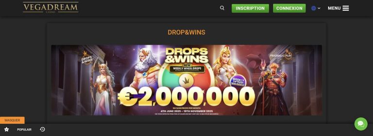 Vegadream Casino Drop Wins