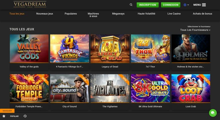 Vegadream Casino jeux