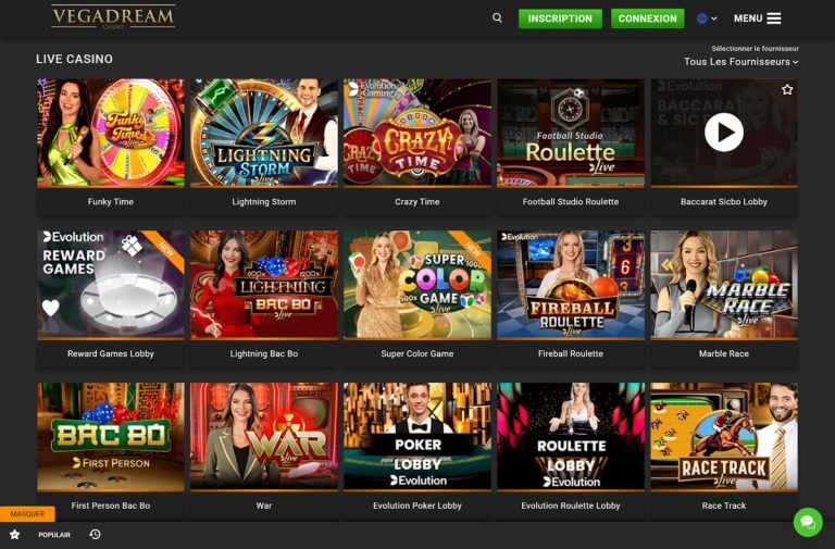 Vegadream Casino jeux live
